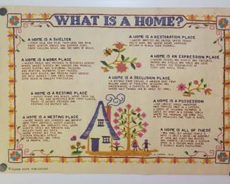Poster of "What is a Home" cross stitch embroidery design
