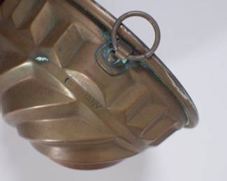 Closeup of copper baking mold made in Germany