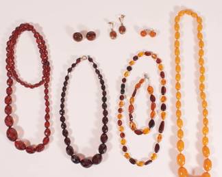 Amber beaded necklaces with matching earrings!