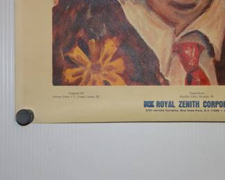 Closeup of vintage print Royal Zenith Clown poster, painting by George Dunn 1966 