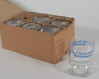Box of 6 clear Lowenbrau German beer 1/2 pint glasses