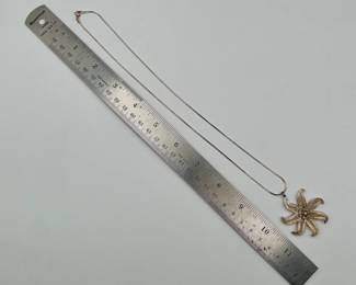 Another view of sterling silver Italian necklace with filigree starfish pendant