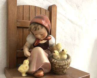Another view of vintage Goebel Hummel Bookend 61B "Chick Girl" TMK 2