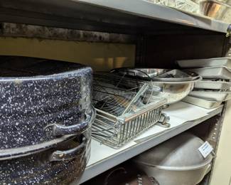 Massive roasting pans, mixing bowls, etc.