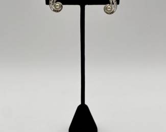 Pair of silver (835) filigree earrings with pearl