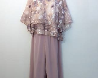 Alex Evenings brand women's layered butterfly wing sleeve top and palazzo pants, size XL