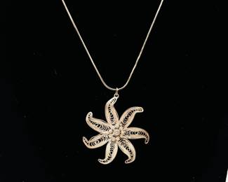 Sterling silver Italian necklace with filigree starfish pendant