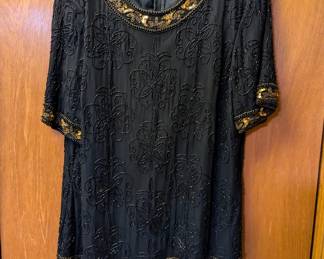 Vintage beaded/sequinned blouse, Sténay Plus label, size 3X, made in India