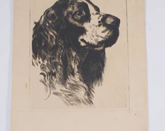 Josef Nuyttens (1885 - 1960) etching of a dog