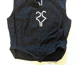 Vintage black cloth top or vest with white button decoration