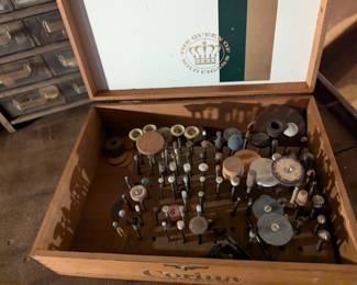 Closeup of more tools on top of the Watchmaker's / Watch Repairman's cabinet