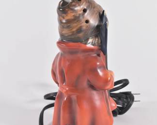 Another view of vintage Goebel Hummel figurine night watchman porcelain lamp