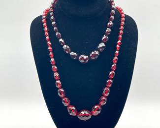 Amber faceted beads necklaces