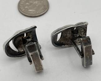 Another view of Vintage sterling silver cufflinks with comedy and tragedy masks representing the performing arts