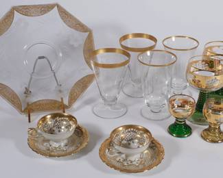 Alka Bavarian china Brabant pattern cups and saucers, 