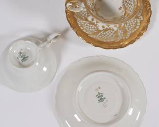 Base of Alka Bavarian china Brabant pattern cups and saucers