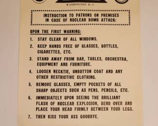 Vintage 1970s "In" Sanity Inc. Chicago Poster nuclear warning office notice