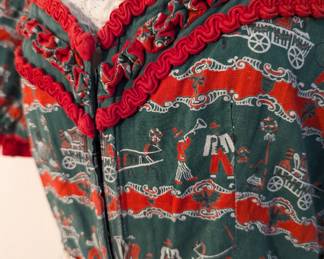 Closeup of women's German dirndl dress, with apron
