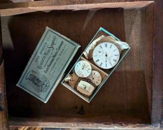 Inside some drawers of the Watchmaker's / Watch Repairman's cabinet (not sorted or inventoried!)