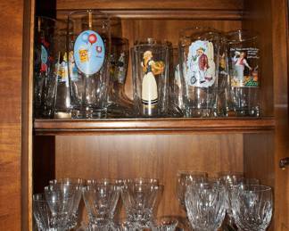 Wine glasses, beer branded glassware