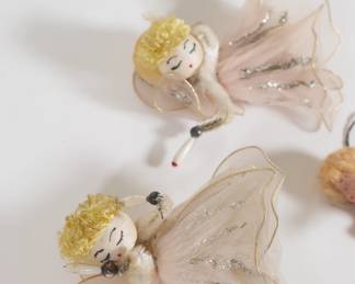 Another view of hand made angels, Christmas tree ornaments