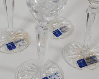 Closeup of Hungarian lead crystal champagne flutes