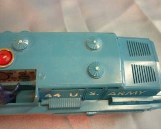 Closeup of Lionel Trains U.S. Army Mobile Missile Launcher Locomotive No. 44, Post-War 1959-62