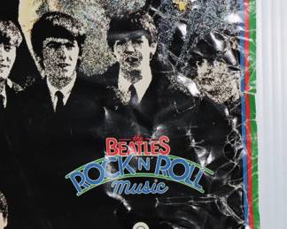 Closeup of original 1970s vintage poster The Beatles Rock & Roll Music