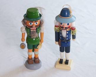 Traditional wooden nutcrackers, one a vintage Vero nutcracker made in German Republic, the other a  soldier / guard