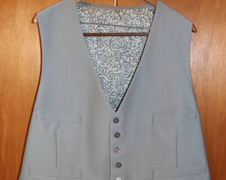 Vest from men's vintage three piece suit, pale silver blue