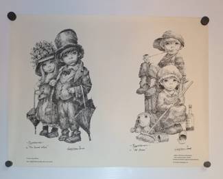 Vintage printed poster showing two illustrations by Leighton Jones 