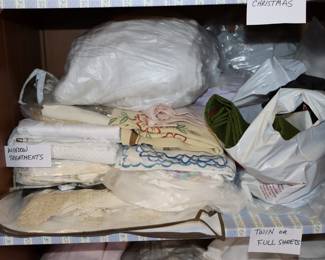 Window treatments, bed sheets, pillowcases