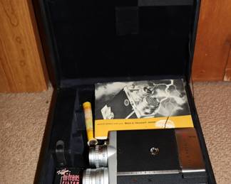 Bell & Howell Electric Eye Magazine Load 16mm Camera model 200 EE, with original carrying case, manuals, filters