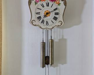 Vintage German shield Black Forest wall clock hand painted