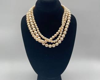 Classic 1950’s three strand Faux Pearl necklace
