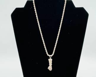 Sterling silver necklace with Mano Figa charm