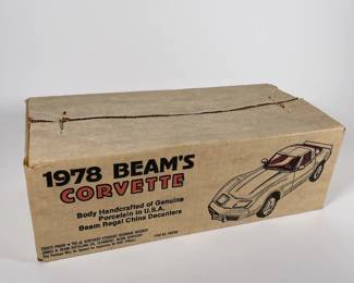 1978 Jim Beam "Chevy Corvette" Whiskey decanter, white model, original box and packaging, decanter unopened!
