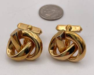 Cufflinks by SWANK, gold toned metal, knots shape