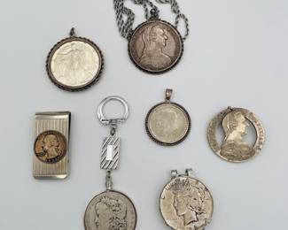 Antique coins as medallions, key fobs, money clips
