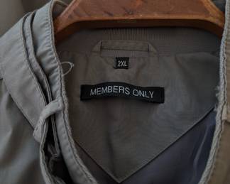 Closeup of Members Only jacket, gray, size 2XL