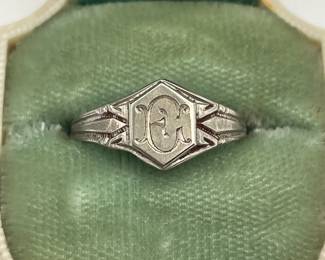 Closeup of 10kt gold signet ring in original case from McEntee's Oklahoma City