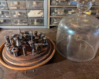 Closeup of tools on the Watchmaker's / Watch Repairman's cabinet