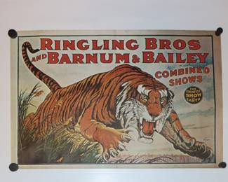 Vintage Ringling Bros and Barnum & Bailey Circus leaping tiger poster print 