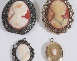 Vintage cameo brooches and pendants