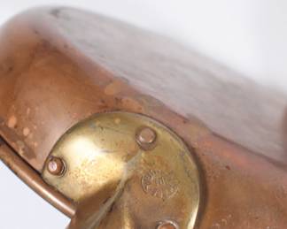 Closeup of copper frying pan