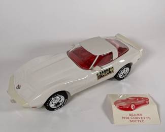 1978 Jim Beam "Chevy Corvette" Whiskey decanter, white model, original box and packaging, decanter unopened!