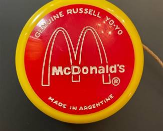 Another view of vintage 1960s McDonald's Advertising Yo-Yo, Ronald McDonald, genuine Russell yo-yo