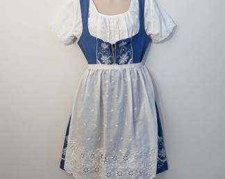 Women's German dirndl dress, embroidered, short sleeves, apron