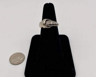 14kt white gold and diamonds ring in art moderne design