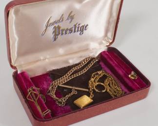 Antique pocket watch chains with padded case
